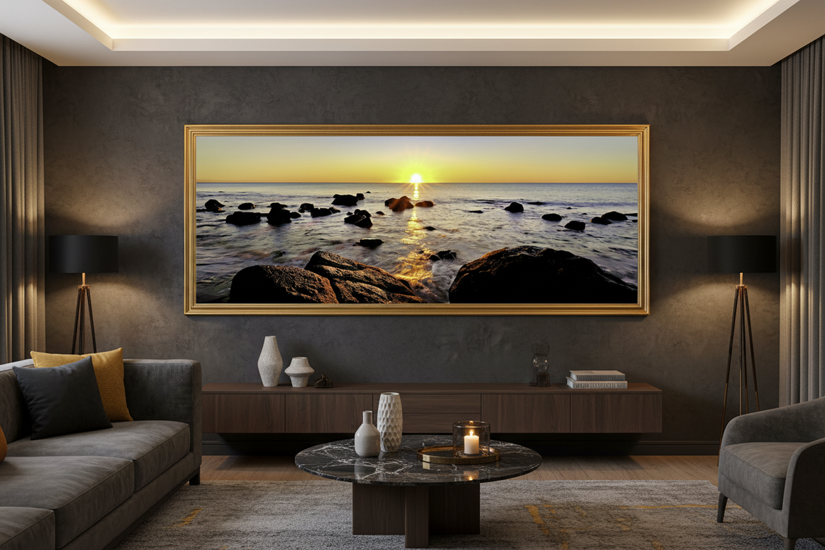 Beach Rocks Living Room Mockup