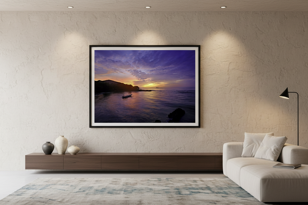 Candi Beach Sunrise — Framed on Wall