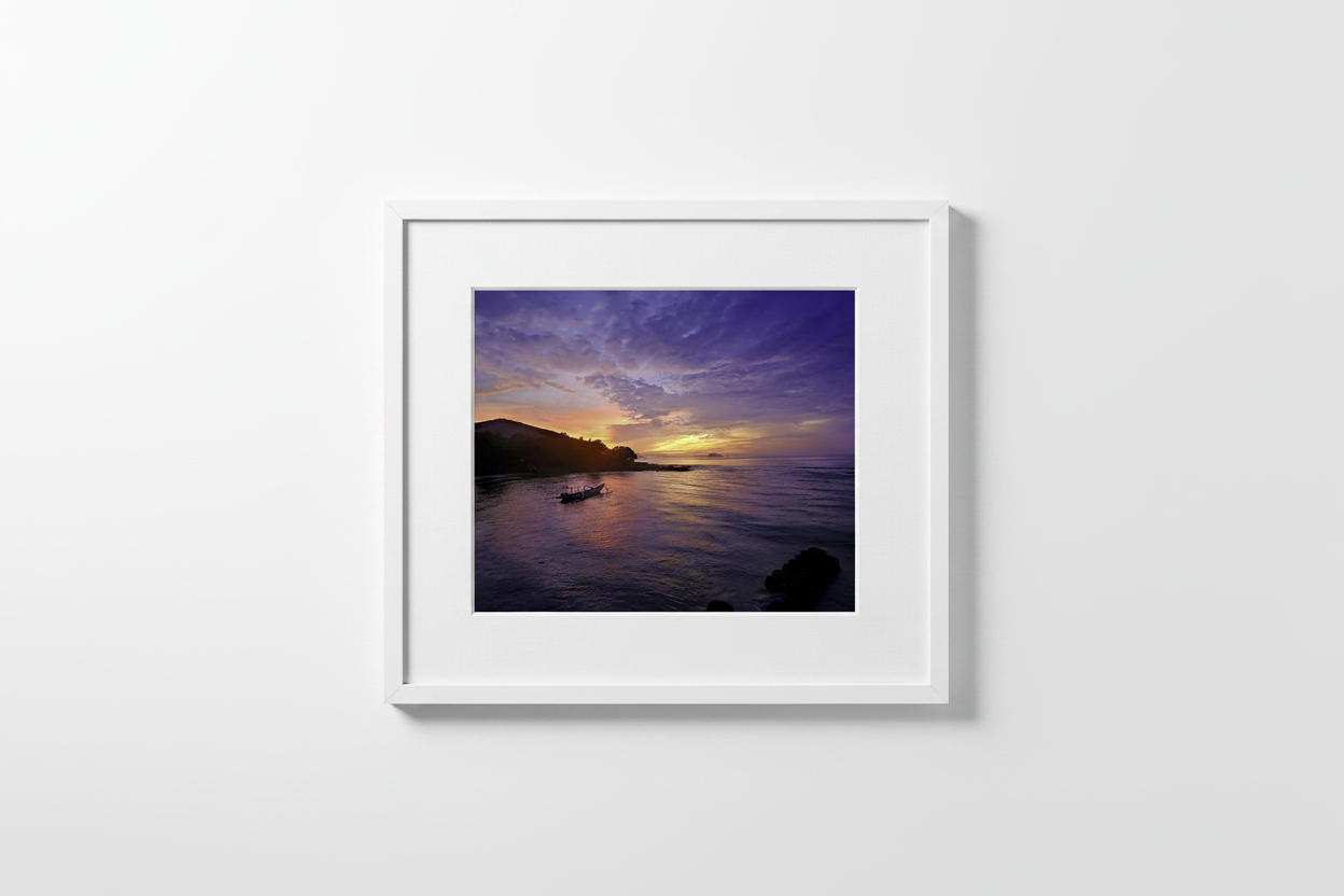 Candi Beach Sunrise — White Matt Board