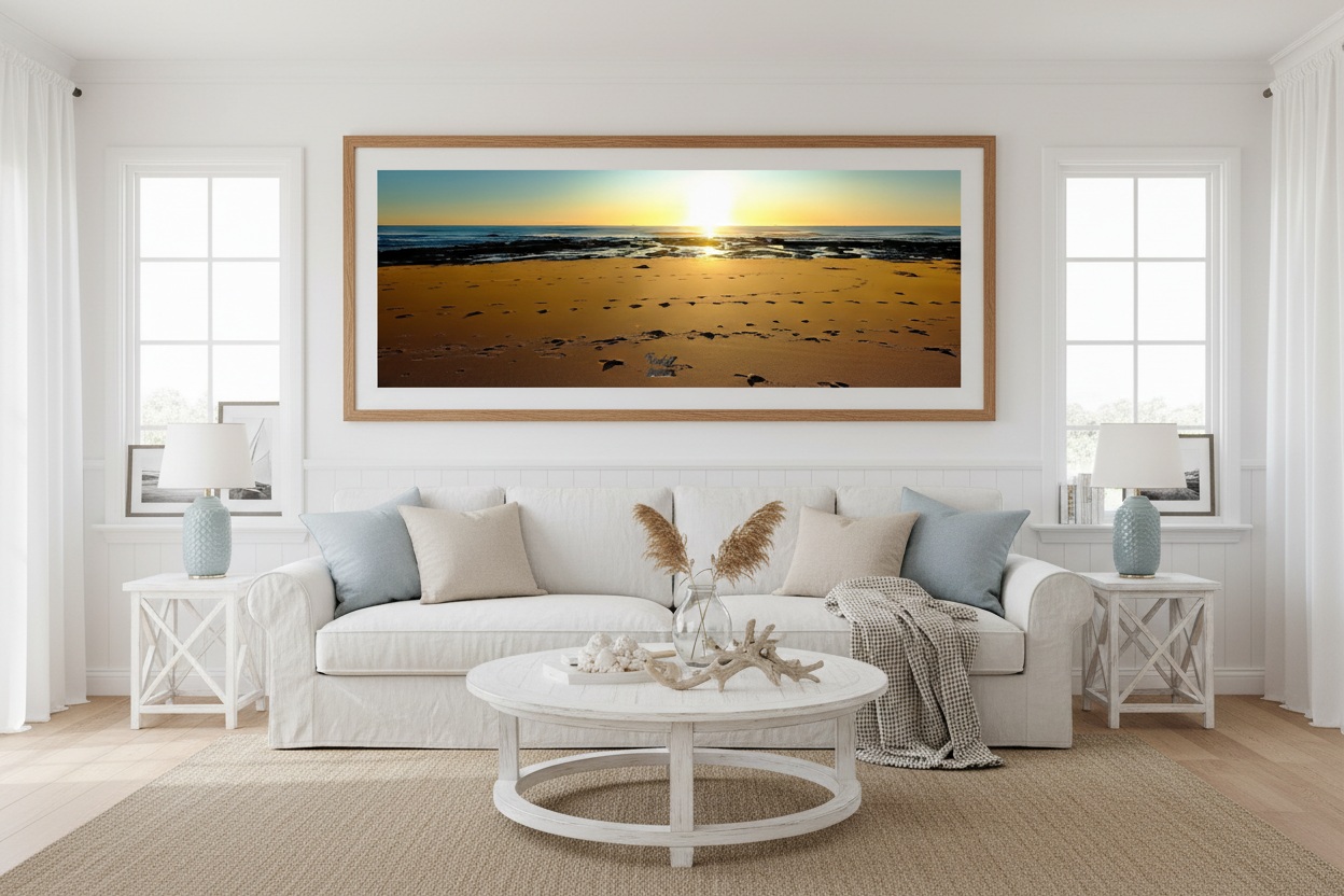 Foot Prints Panoramic Fine Art Photography Print — Australian Beach Landscape Wall Art