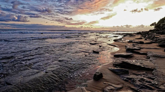 First light breaking over Moffat Beach peaceful coastal sunrise Sunshine Coast