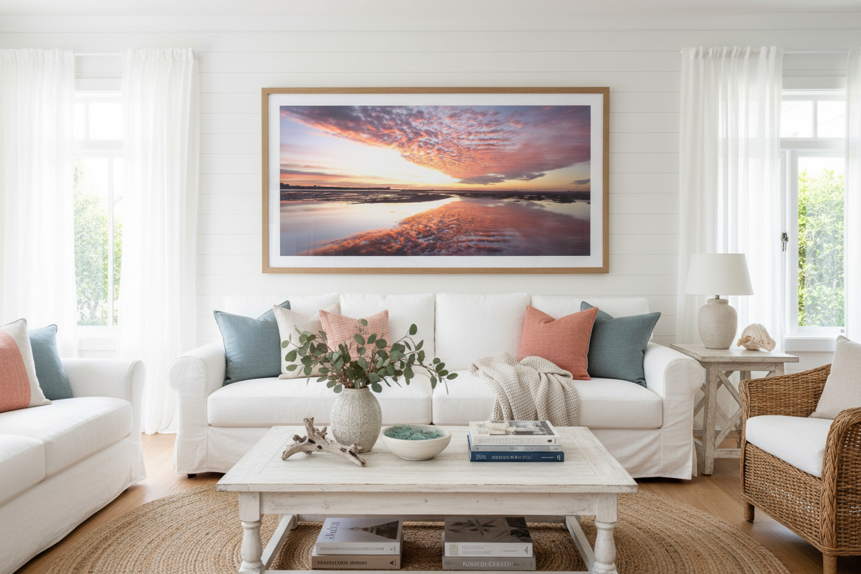 Red Dawn Panoramic Fine Art Photography Print — Australian Coastal Sunrise Wall Art