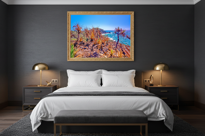 Sun Burnt Screw Pines Bedroom Mockup